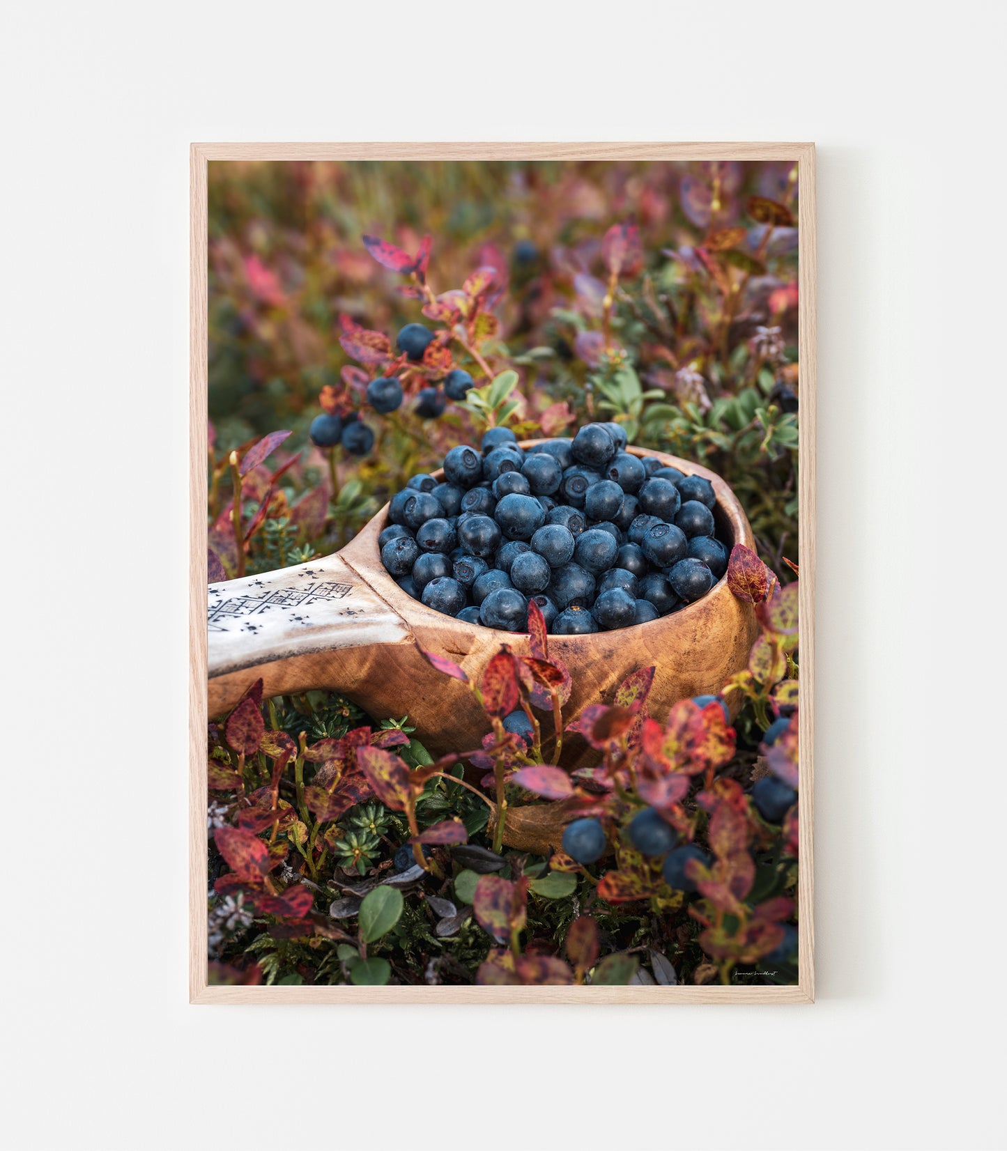 Blåbär i kåsa, art print blåbärskåsan av fotograf Linnea Lundkvist.