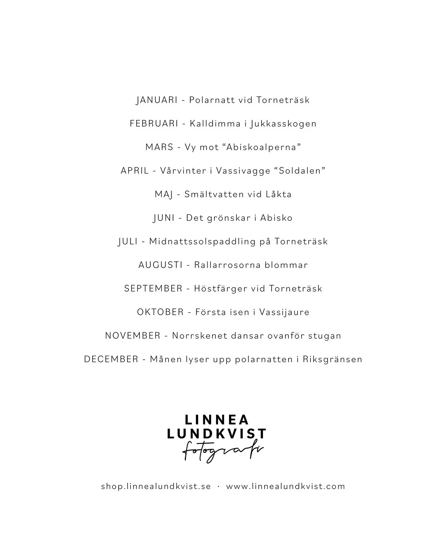 Kalender 2026 baksida. Fotograf Linnea Lundkvist.