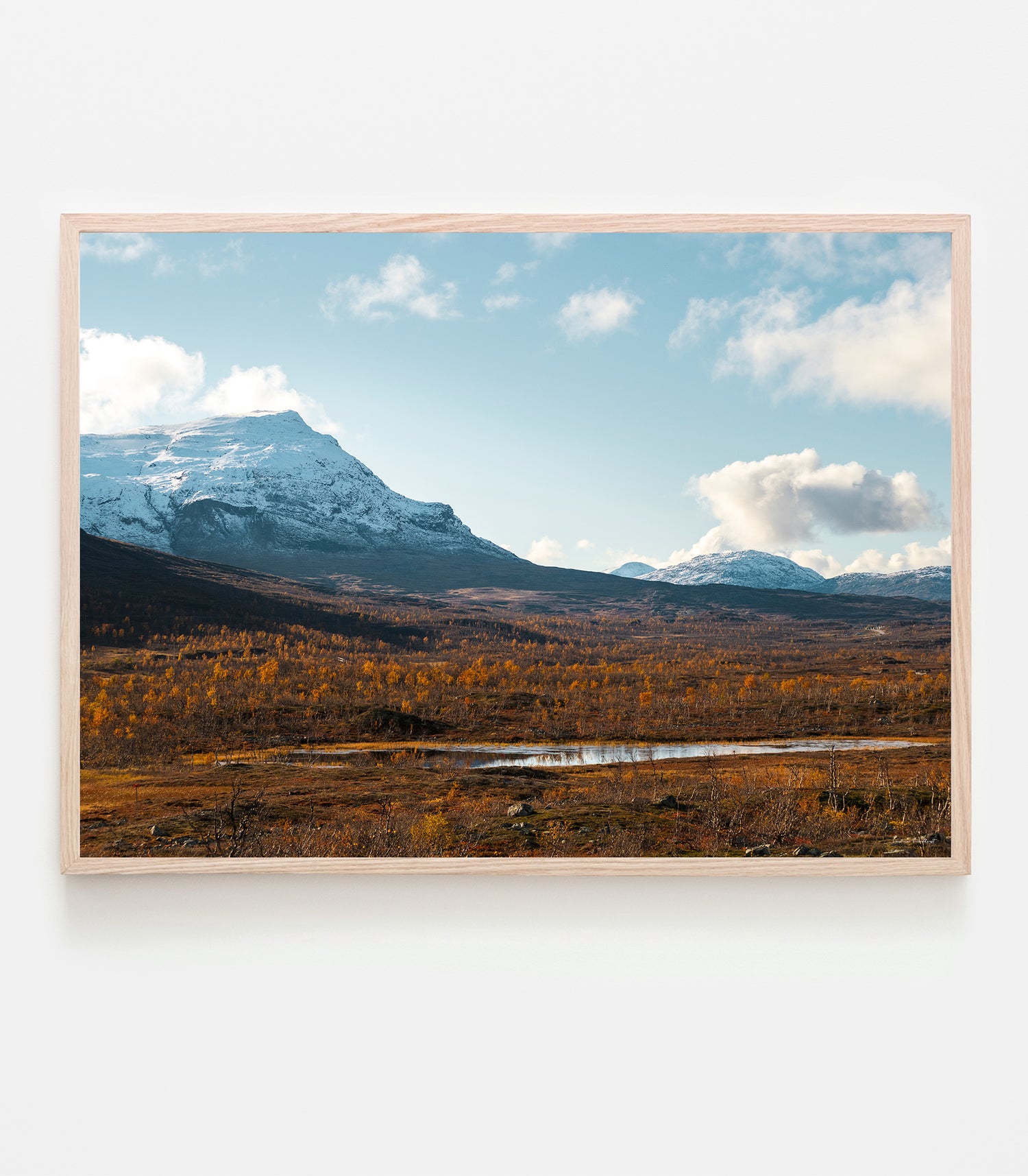 Höstglöd och snö i Vassijaure Riksgränsen. Art print av fotograf Linnea Lundkvist.