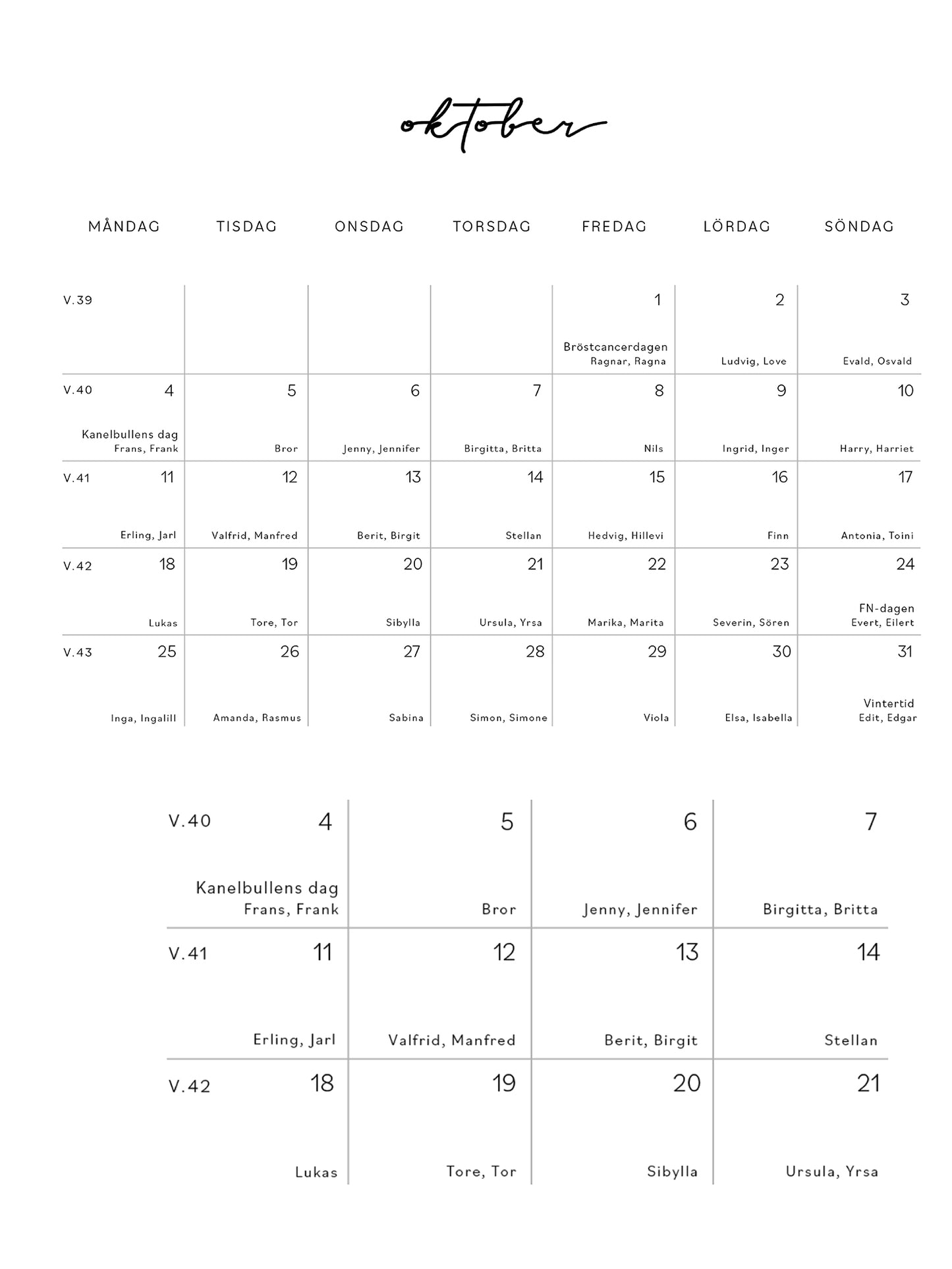 Kalender 2027 exempel månad fotograf Linnea Lundkvist